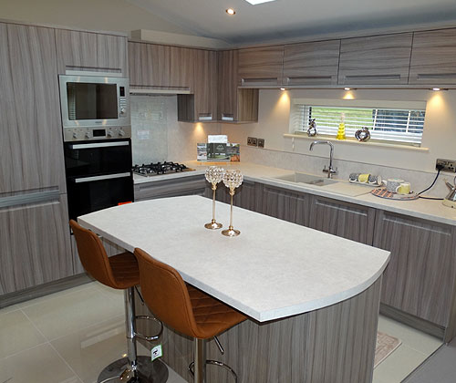 Luxury holiday home lodge kitchen area